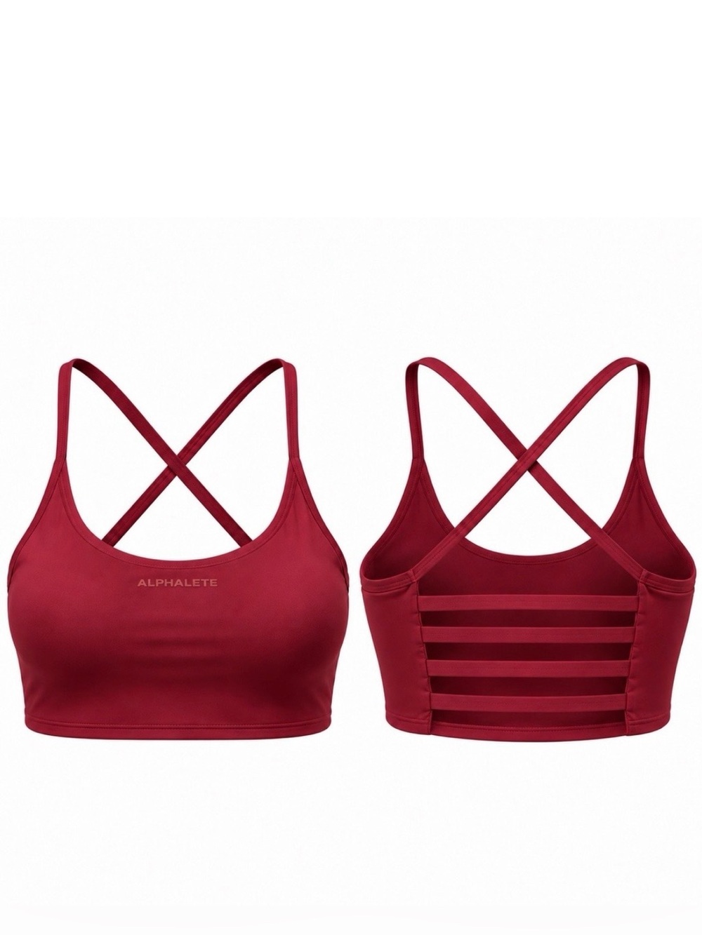 Alphalete Burgundy Strappy Cross Back Sports Bra Size L